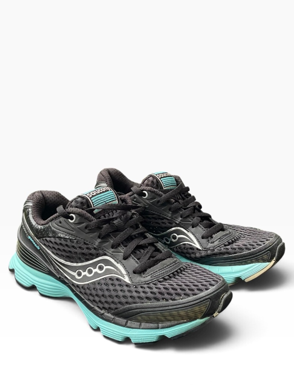 Saucony womens Shadow Genesis Size 7.5 Black Teal Running Shoes